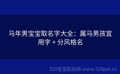 马年男宝宝取名字大全：属马男孩宜用字 + 分风格名