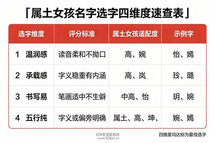 属土的女孩子名字：60个好名+温润选字法+打分公式与避坑指南