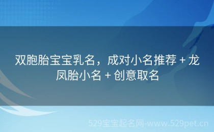 双胞胎宝宝乳名，成对小名推荐 + 龙凤胎小名 + 创意取名