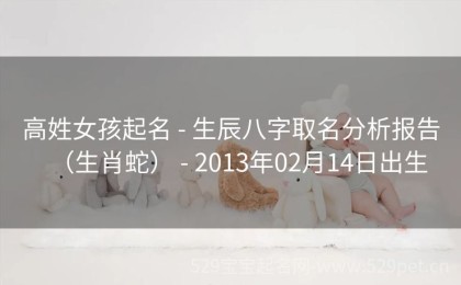 高姓女孩起名 - 生辰八字取名分析报告（生肖蛇） - 2013年02月14日出生