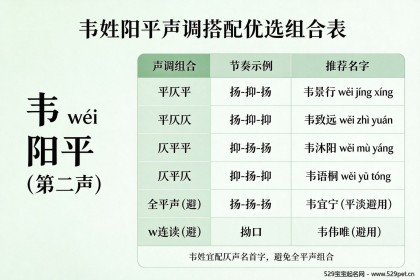 韦姓宝宝取名：阳平声调搭配避坑法+九画五格高分名字推荐