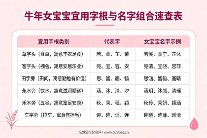 牛年女宝宝取名：宜忌字双清单+七方面自测法与48个好名