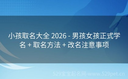 小孩取名大全 2026 - 男孩女孩正式学名 + 取名方法 + 改名注意事项