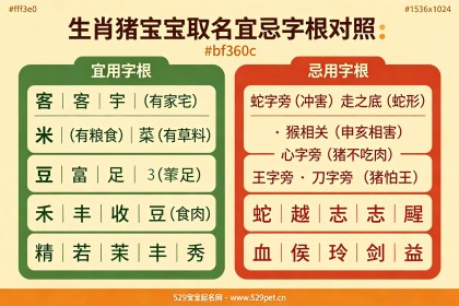 属猪宝宝取名 - 宜忌字根怎么选不踩坑？66个精选好名附表