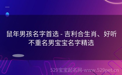 鼠年男孩名字首选 - 吉利合生肖、好听不重名男宝宝名字精选