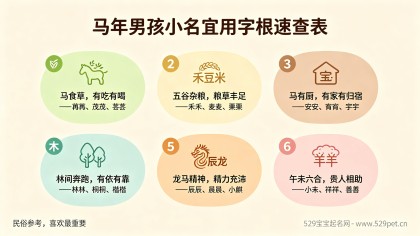 马宝宝小名大全男孩：2026马年80个男孩乳名（附宜用字根表）