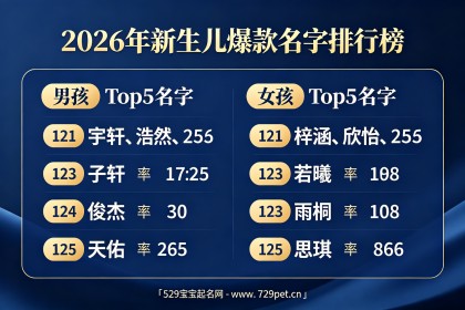 新生儿爆款名字2026：排行榜+重名率分析+不爆款替代名