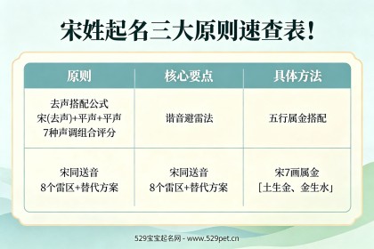 宋姓氏起名：60个宋姓好名+去声搭配公式+谐音避雷指南