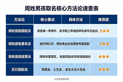 周姓男孩子取名大全：60 个周姓好名 + 音韵搭配法 + 避免重名指南
