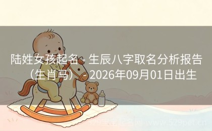 陆姓女孩起名 - 生辰八字取名分析报告（生肖马） - 2026年09月01日出生