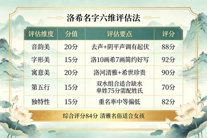 能取名叫洛希吗女孩：六维评估+寓意解析+谐音避雷与替代名推荐
