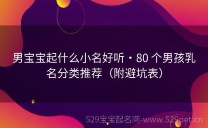 男宝宝起什么小名好听・80 个男孩乳名分类推荐（附避坑表）