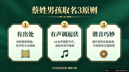 给姓蔡的男孩子取名字：80个大气有涵养好名+谐音避坑指南+去声搭配公式