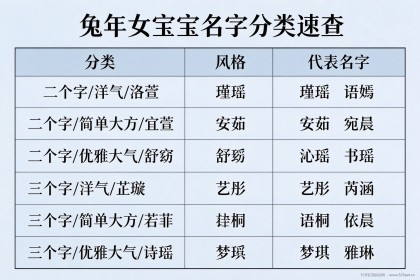 兔年女宝宝名字大全，72个洋气有寓意好名字附读音五行解析