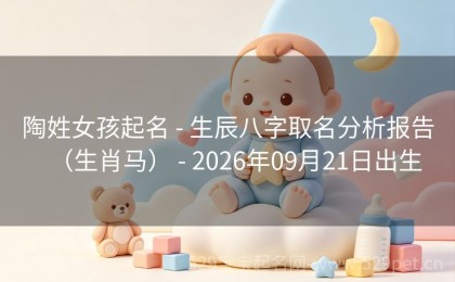 陶姓女孩起名 - 生辰八字取名分析报告（生肖马） - 2026年09月21日出生