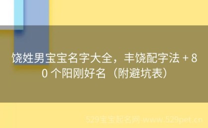 饶姓男宝宝名字大全，丰饶配字法 + 80 个阳刚好名（附避坑表）