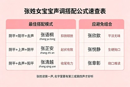 张姓女宝宝名字：怕撞名怕谐音？72个声调和谐好名+三步避坑指南