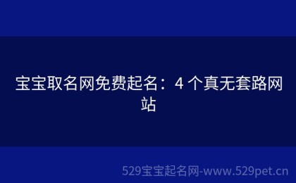 宝宝取名网免费起名：4 个真无套路网站