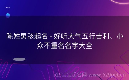 陈姓男孩起名 - 好听大气五行吉利、小众不重名名字大全