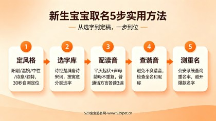 新生宝宝取名：100个好名+5步方法+重名率+避坑指南