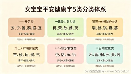 女宝宝健康平安的名字 - 5类平安字 + 60 个不俗好名（附安字搭配表）