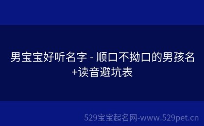 男宝宝好听名字 - 顺口不拗口的男孩名+读音避坑表