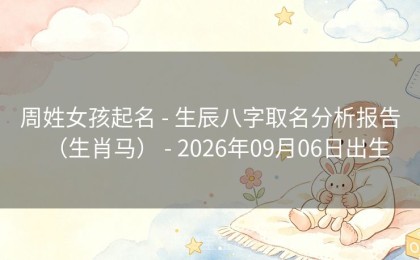 周姓女孩起名 - 生辰八字取名分析报告（生肖马） - 2026年09月06日出生