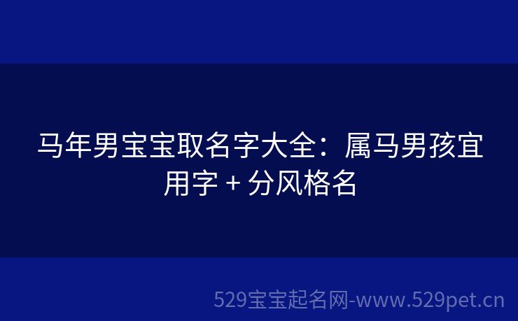 马年男宝宝取名字大全:属马男孩宜用字 + 分风格名