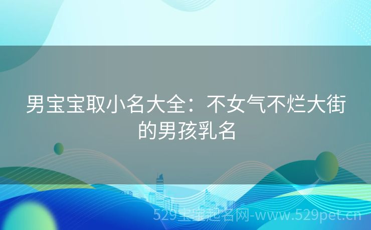男宝宝取小名大全:不女气不烂大街的男孩乳名
