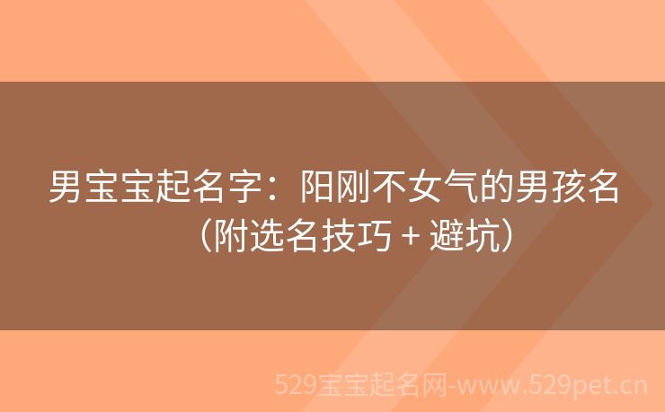 男宝宝起名字:阳刚不女气的男孩名(附选名技巧 + 避坑)
