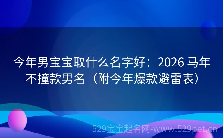 今年男宝宝取什么名字好:2026 马年不撞款男名(附今年爆款避雷表)