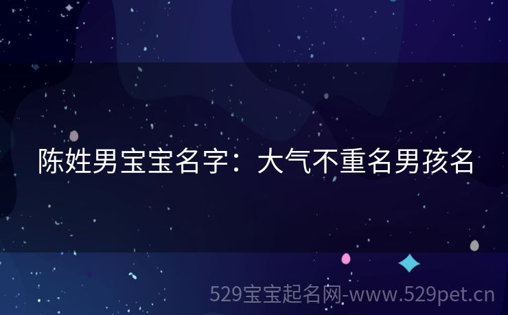 陈姓男宝宝名字:大气不重名男孩名