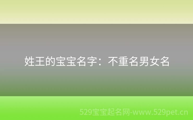 姓王的宝宝名字:不重名男女名