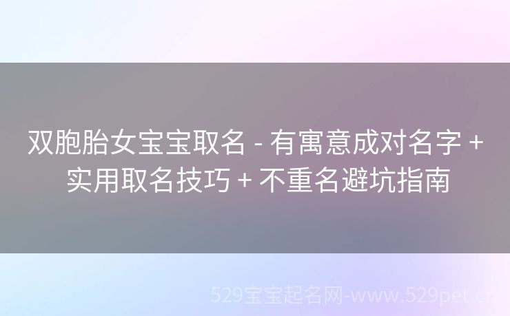 双胞胎女宝宝取名 - 有寓意成对名字 + 实用取名技巧 + 不重名避坑指南