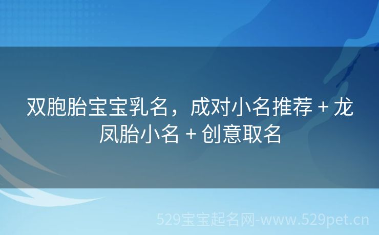双胞胎宝宝乳名,成对小名推荐 + 龙凤胎小名 + 创意取名