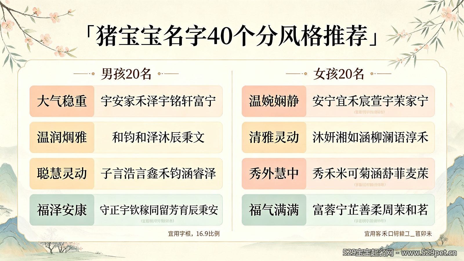 适合猪宝宝的名字大全 - 属猪取名宜用字忌用字男女宝宝名字精选