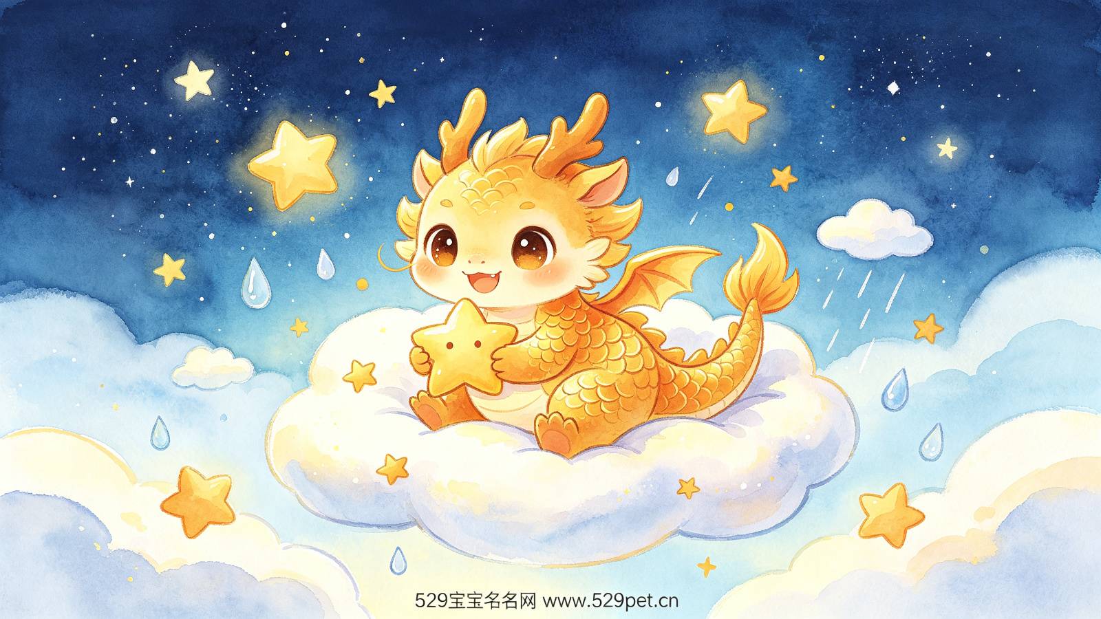 龙年宝宝取名手绘插画