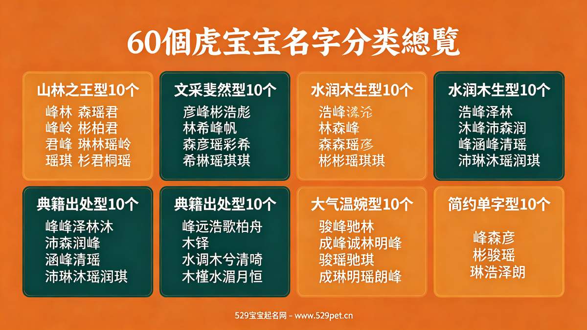 60个虎宝宝名字分类总览