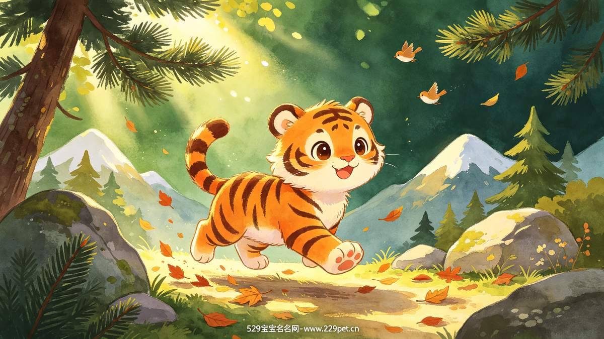 虎年宝宝取名手绘插画