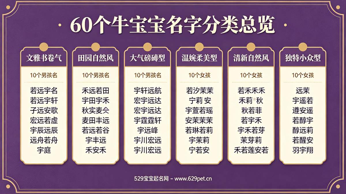 60个牛宝宝名字分类总览