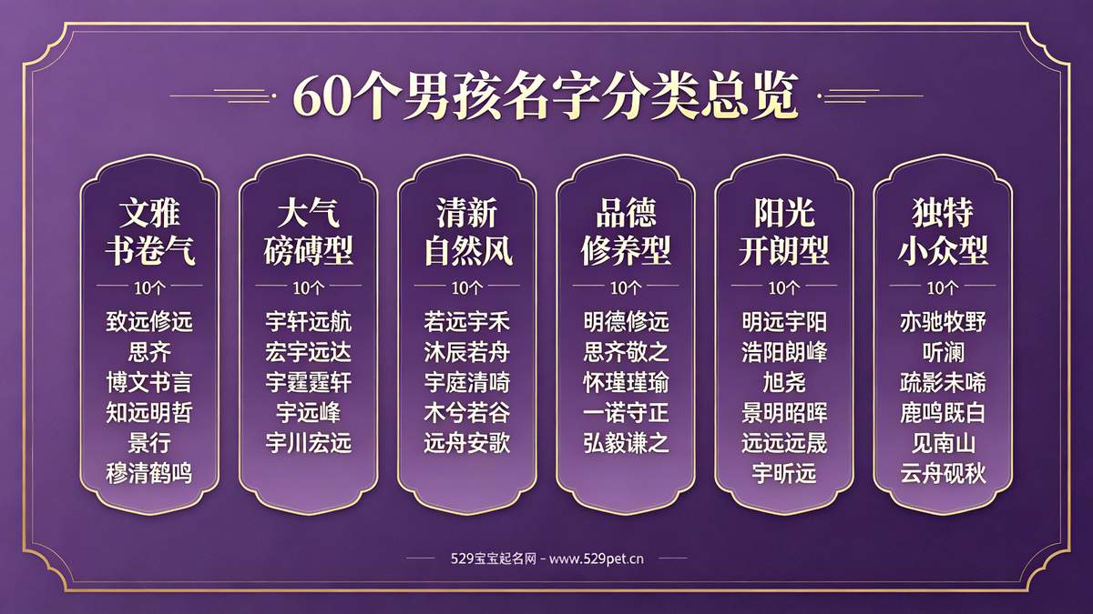 60个男孩名字分类总览