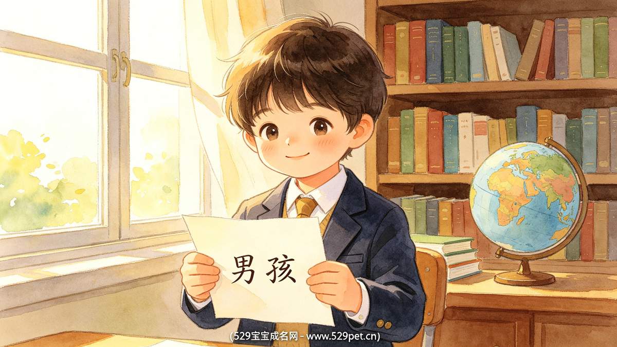 男孩名字手绘插画