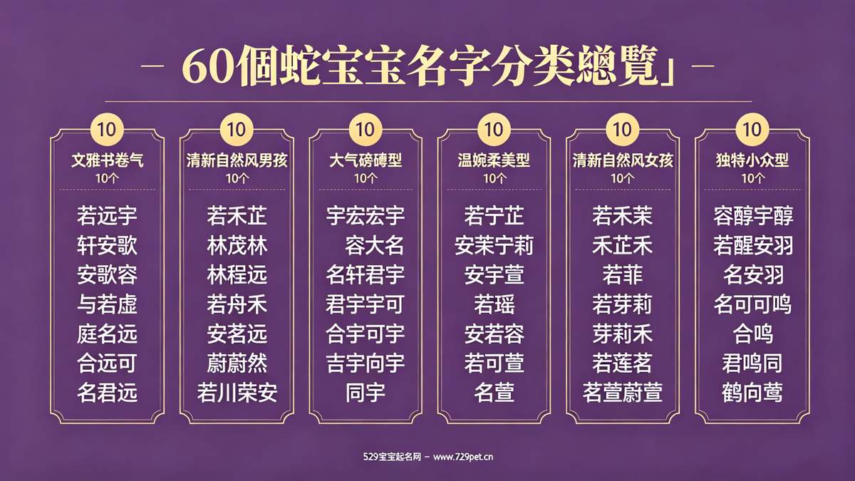 60个蛇宝宝名字分类总览