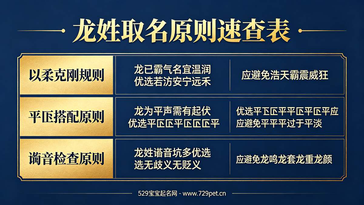 龙姓取名原则速查表