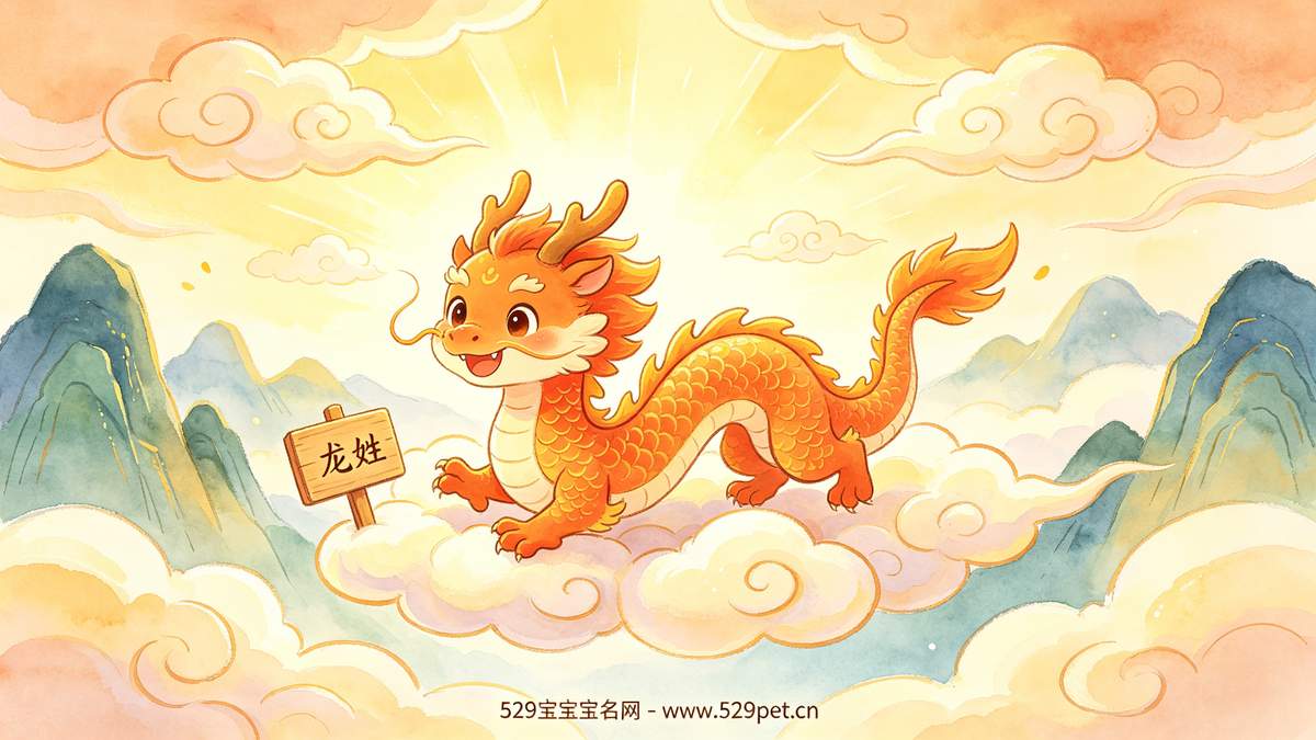 龙姓宝宝手绘插画