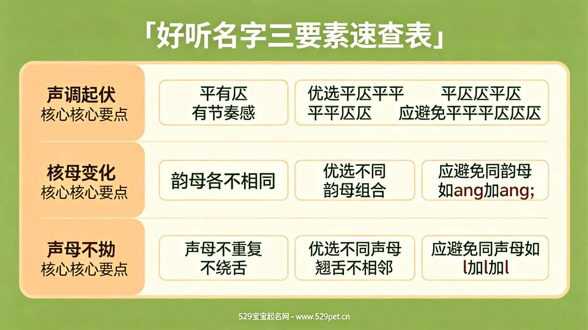 好听名字三要素速查表