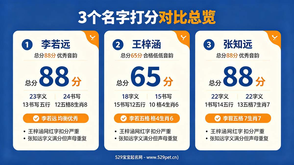 3个名字打分对比总览