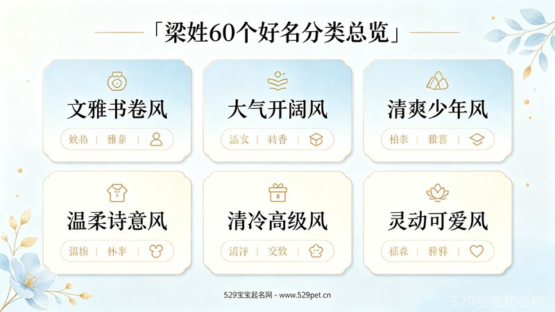 梁姓60个好名分类总览