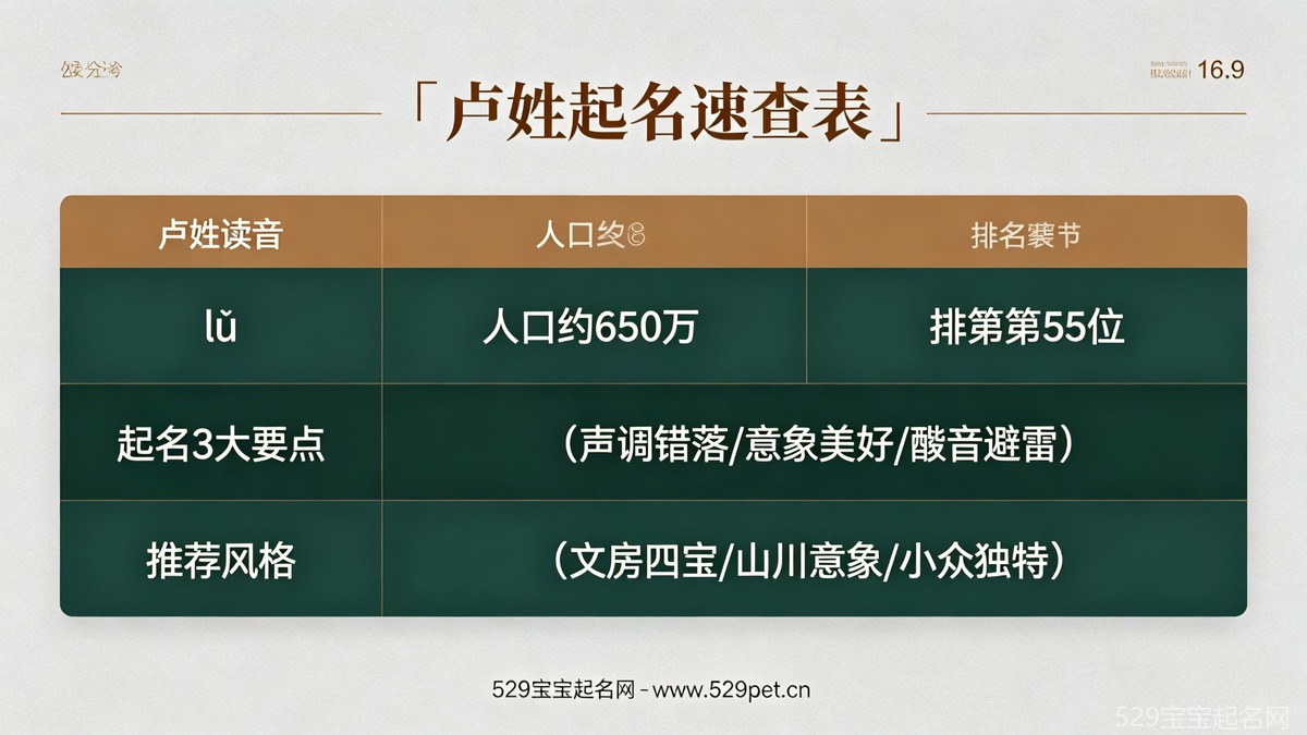 卢姓起名速查表