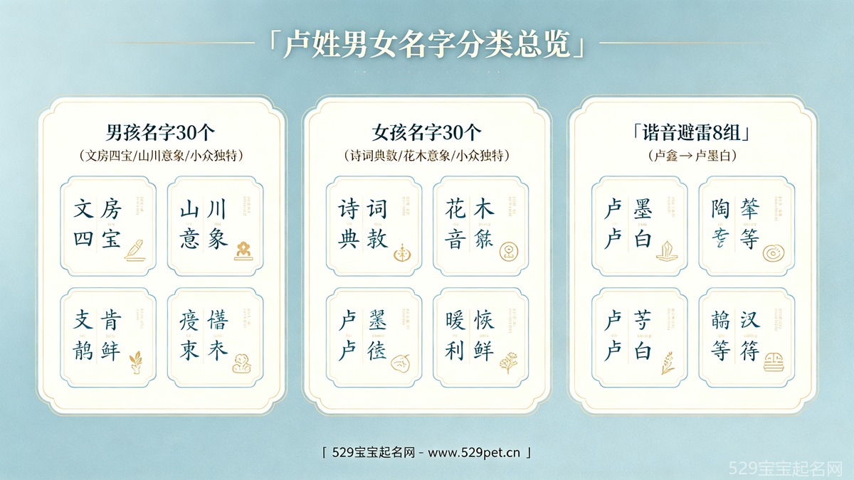 卢姓男女名字分类总览